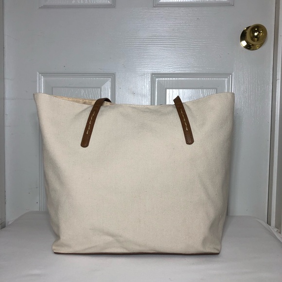 Sonoma Pineapple Natural Canvas Snap Closure Tassel Detail Hard Bottom Tote Bag, - Picture 6 of 16